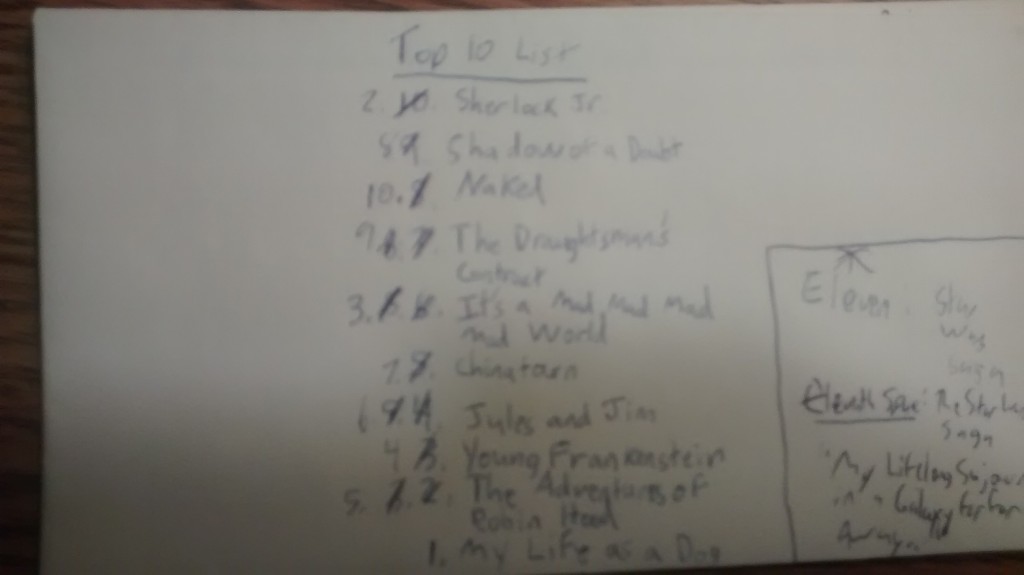 Handwritten list