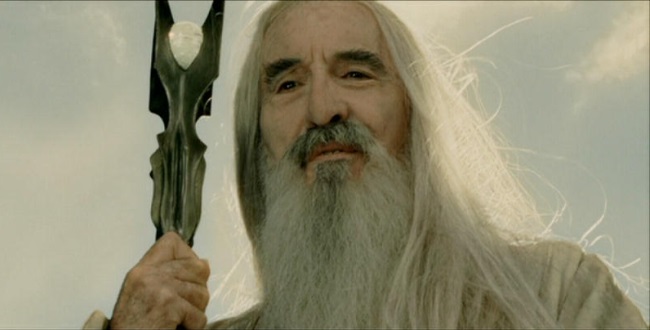 Lee as Saruman in Peter Jackson’s Middle Earth films.