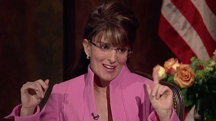Tina Fey as Sarah Palin on SNL, circa the 2008 presidential election.