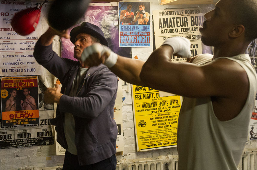 Michael B. Jordan and Sylvester Stallone in CREED.