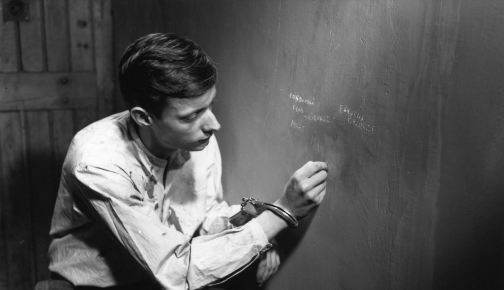 François Leterrier in Robert Bresson's A MAN ESCAPED (1956). Courtesy of Film Forum/Janus Films. Playing 1/20-1/26