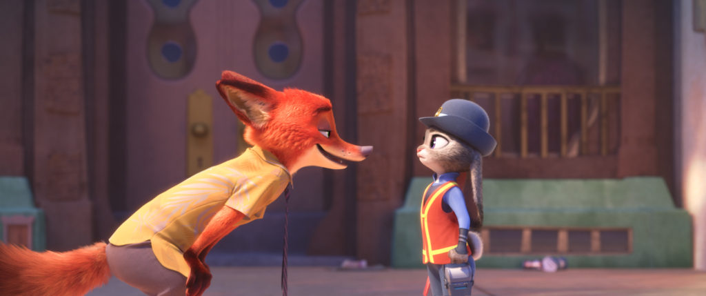 NATURAL ENEMIES — Zootopia's first bunny officer Judy Hopps finds herself face to face with a fast-talking, scam-artist fox in Walt Disney Animation Studios' "Zootopia." Featuring the voices of Ginnifer Goodwin as Judy and Jason Bateman as Nick, "Zootopia" opens in theaters on March 4, 2016. ©2016 Disney. All Rights Reserved.