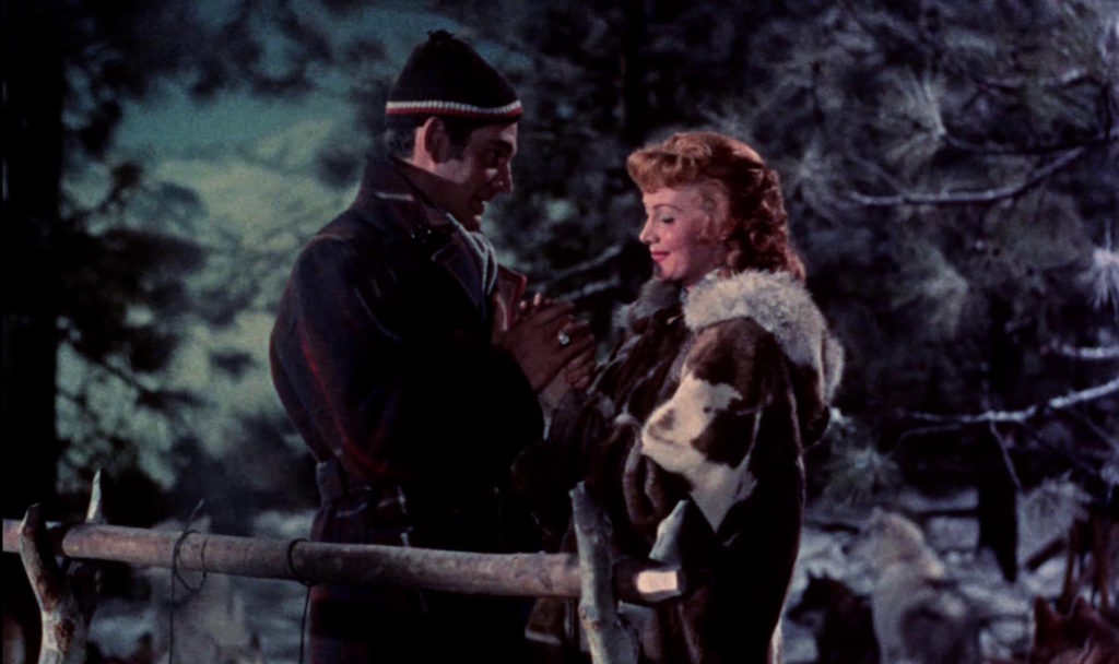 Gene Barry and Rhonda Fleming in Those Redheads From Seattle (1953)
