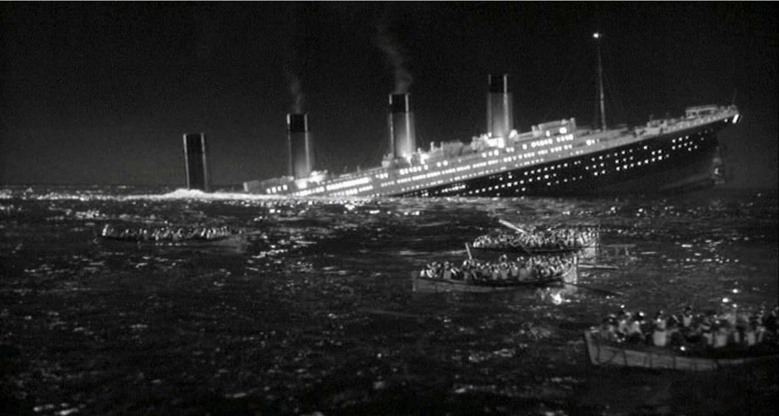 The RMS Titanic sinks in TITANIC (1943)