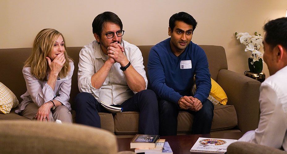 From L to R: Holly Hunter as "Beth," Ray Romano as "Terry" and Kumail Nanjiani as "Kumail" in THE BIG SICK. Photo by Nicole Rivelli.