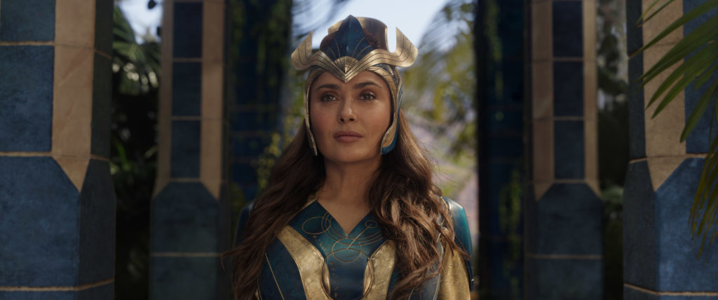 Ajak (Salma Hayek) in Marvel Studios' ETERNALS. Photo courtesy of Marvel Studios. ©Marvel Studios 2021. All Rights Reserved.