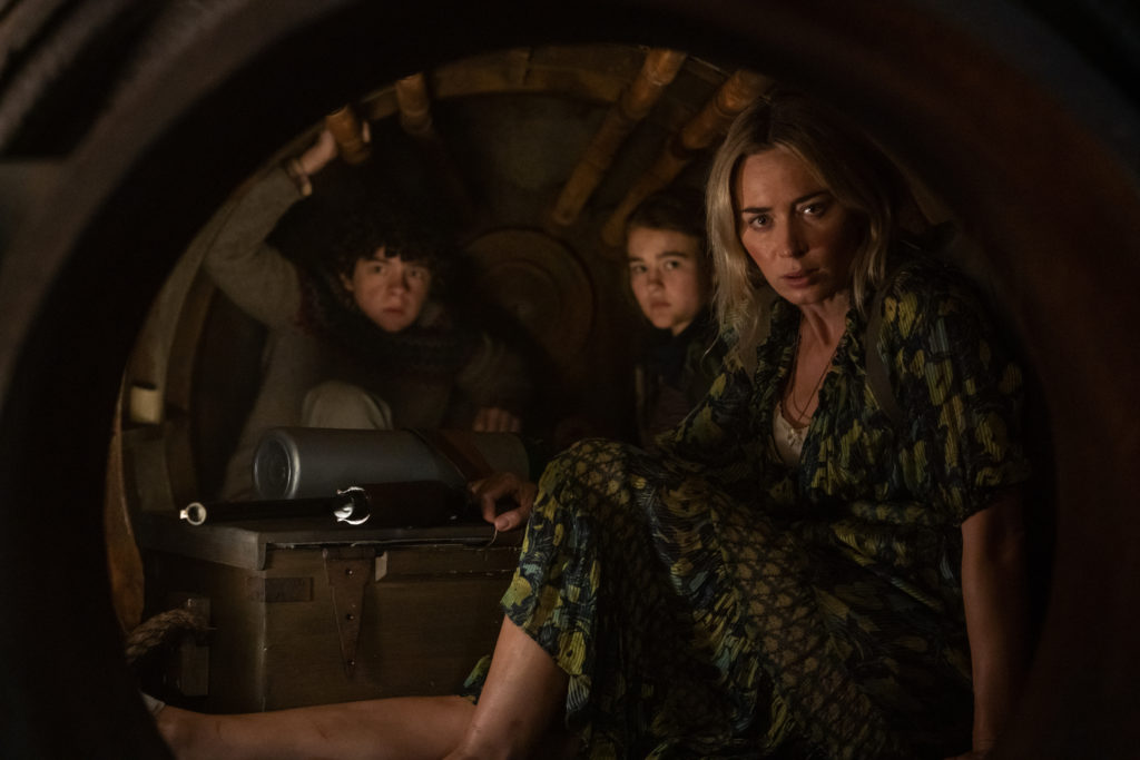 Noah Jupe, Millicent Simmonds, and Emily Blunt in A QUIET PLACE PART II (2021)