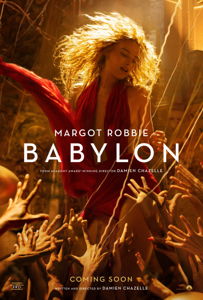 Margot Robbie on a poster for BABYLON (2022)