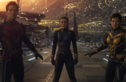 (L-R): Paul Rudd as Scott Lang/Ant-Man, Kathryn Newton as Cassandra "Cassie" Lang, Evangeline Lilly as Hope Van Dyne/Wasp in Marvel Studios' ANT-MAN AND THE WASP: QUANTUMANIA. Photo courtesy of Marvel Studios. © 2022 MARVEL.