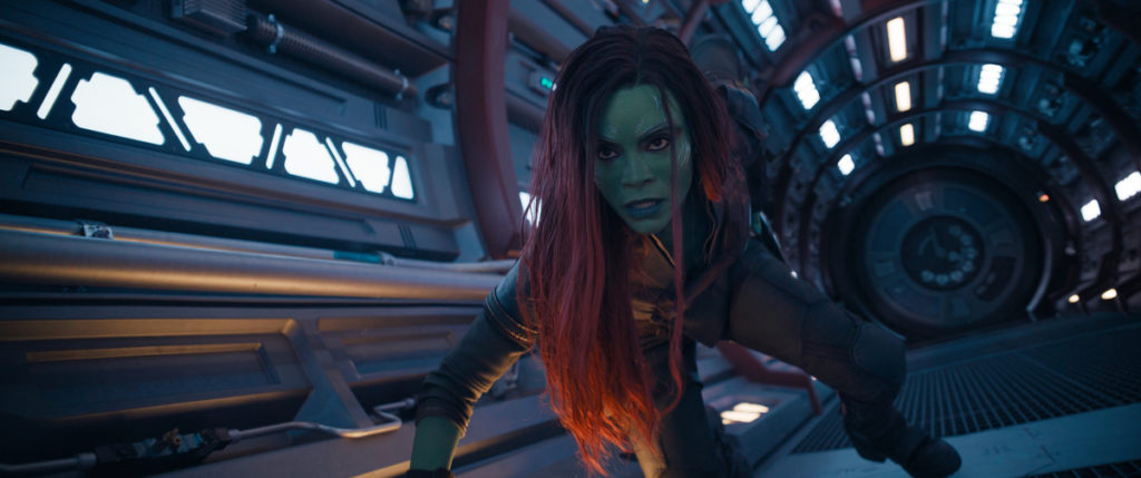 Zoe Saldana as Gamora in Marvel Studios' Guardians of the Galaxy Vol. 3. Photo courtesy of Marvel Studios. © 2023 MARVEL.