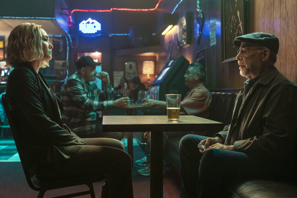 Anais (Daniella Pineda) and Ray King (J.K. Simmons) in THE ACCOUNTANT 2 Photo Credit: Warrick Page/Amazon MGM Studios © Amazon Content Services LLC