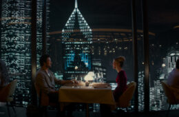 (from left) Henry (Brandon Sklenar) and Violet (Meghann Fahy) in Drop, directed by Christopher Landon.