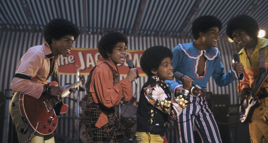 Judah Edwards as Young Tito, Jaylen Hunter as Young Marlon, Juliano Krue Valdi as Young MJ, Nathaniel McIntyre as Young Jackie and Jayden Harville as Young Jermaine in Michael. Photo Credit: Courtesy of Lionsgate