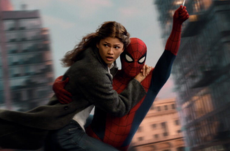 Spider-man swings with Zendaya in SPIDER-MAN: BRAND NEW DAY (2026)